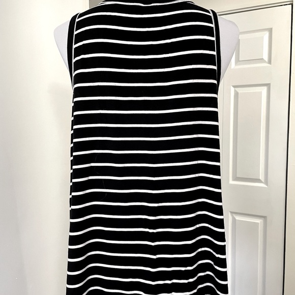 OLD NAVY LP FRENCH INSPIRED BLACK & WHITE STRIPE SLEEVELESS TOP SOFT JERSEY KNIT - Picture 6 of 7